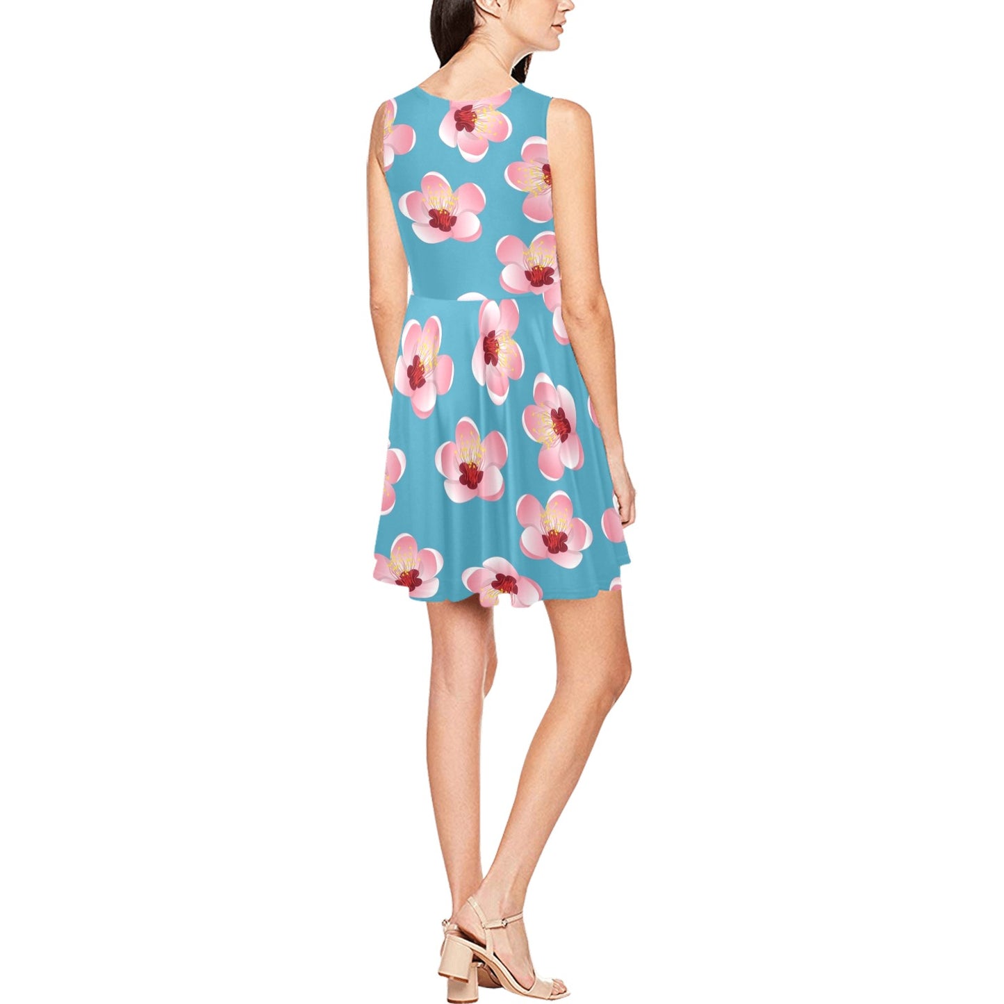 Cherry Blossom Pattern Print Design CB09 Sleeveless Dress