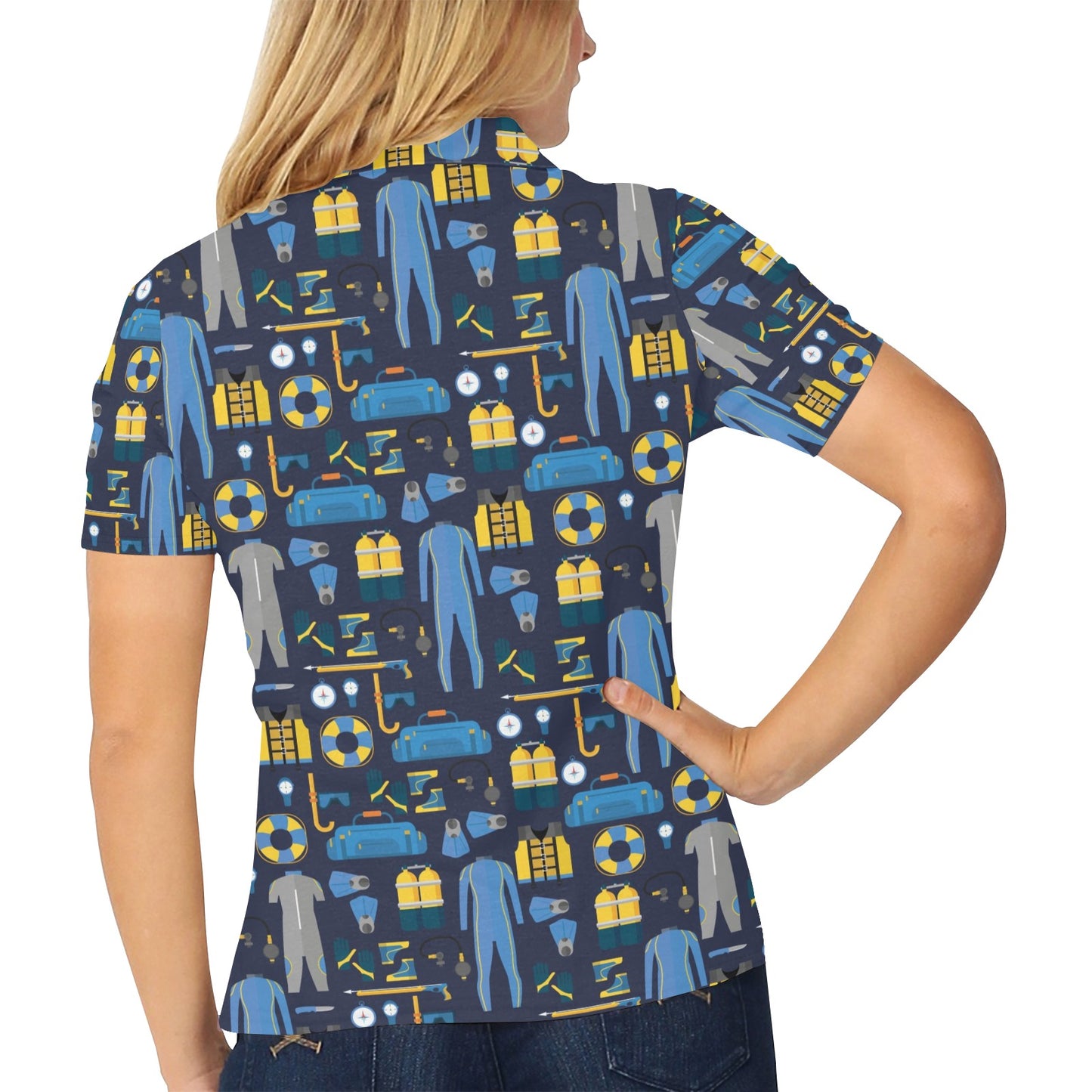 Scuba Equipment Print Design LKS305 Women's Polo Shirt