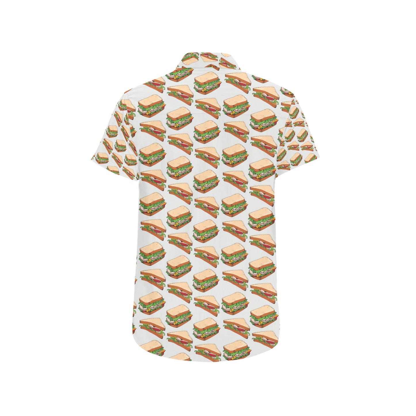 Sandwich Print Design LKS302 Men Short Sleeve Button Up Shirt