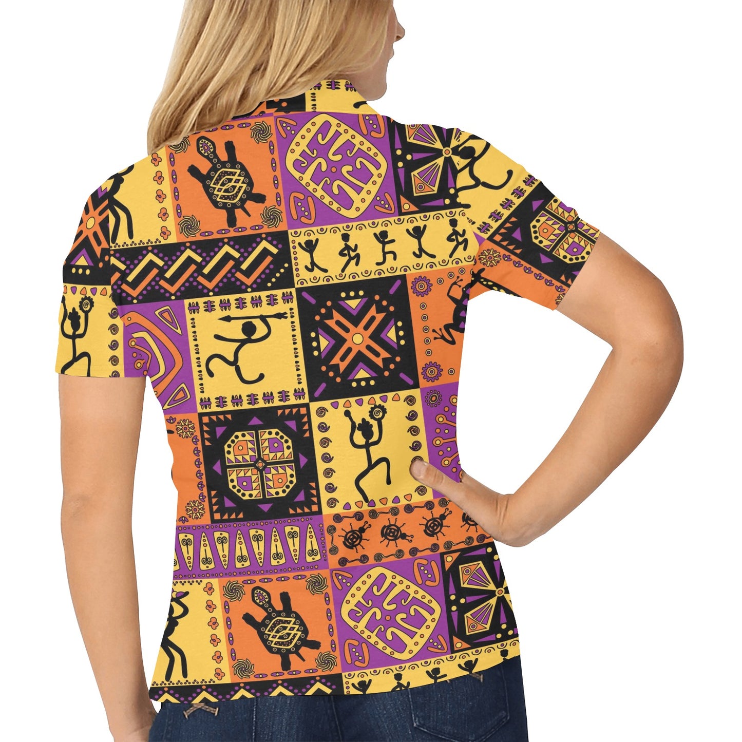 African Pattern Print Design 02 Women's Polo Shirt