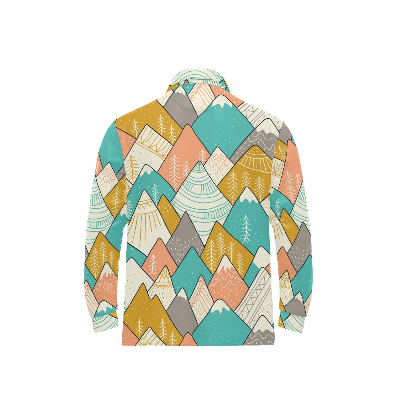 Mountain Pattern Print Design 02 Long Sleeve Polo Shirt For Men's