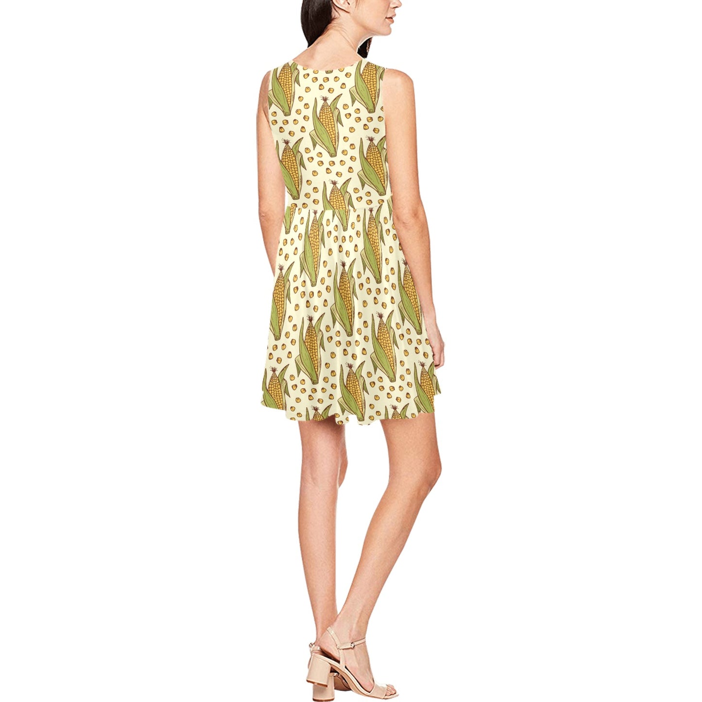 Corn Pattern Print Design 01 Sleeveless Dress