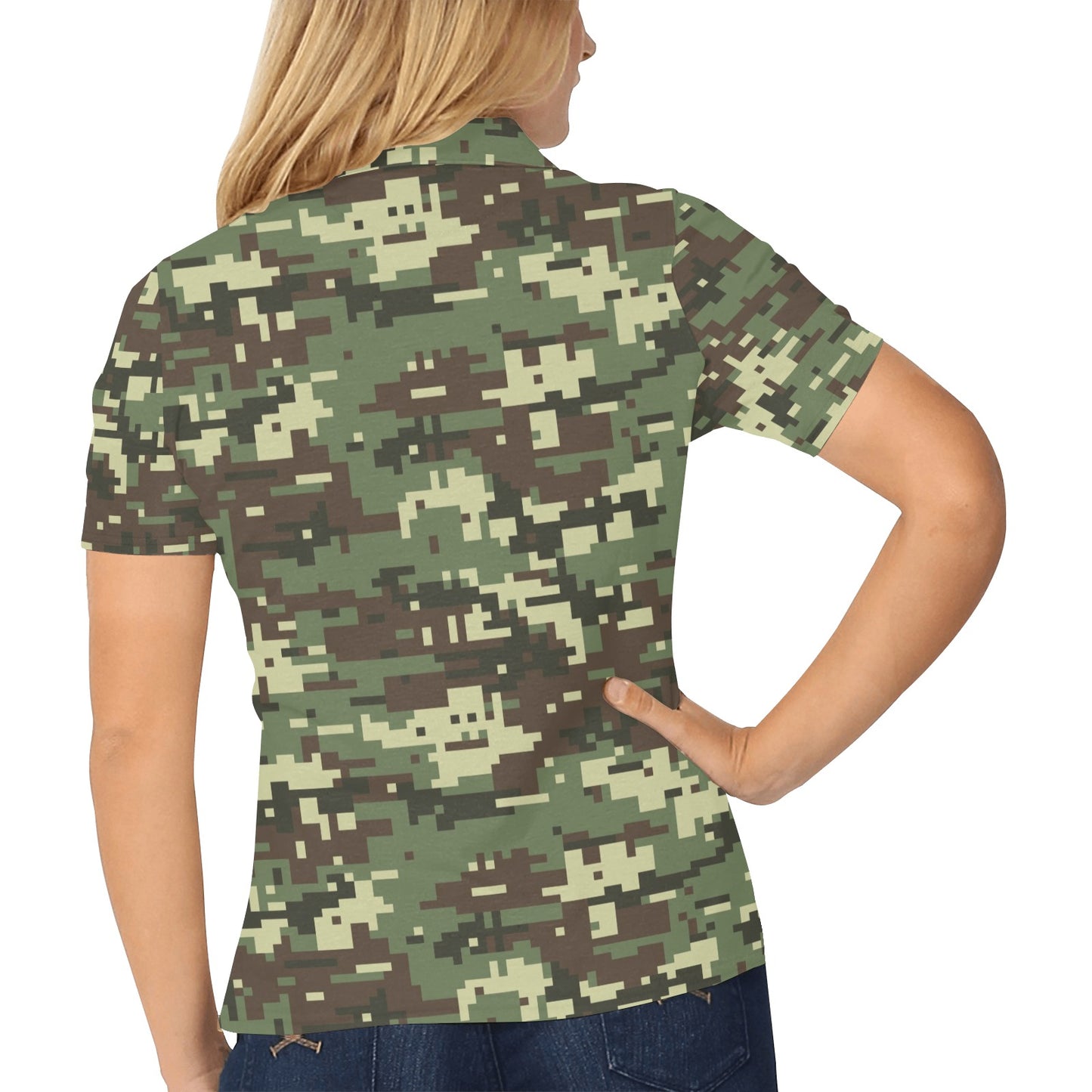 ACU Digital Army Camouflage Women's Polo Shirt