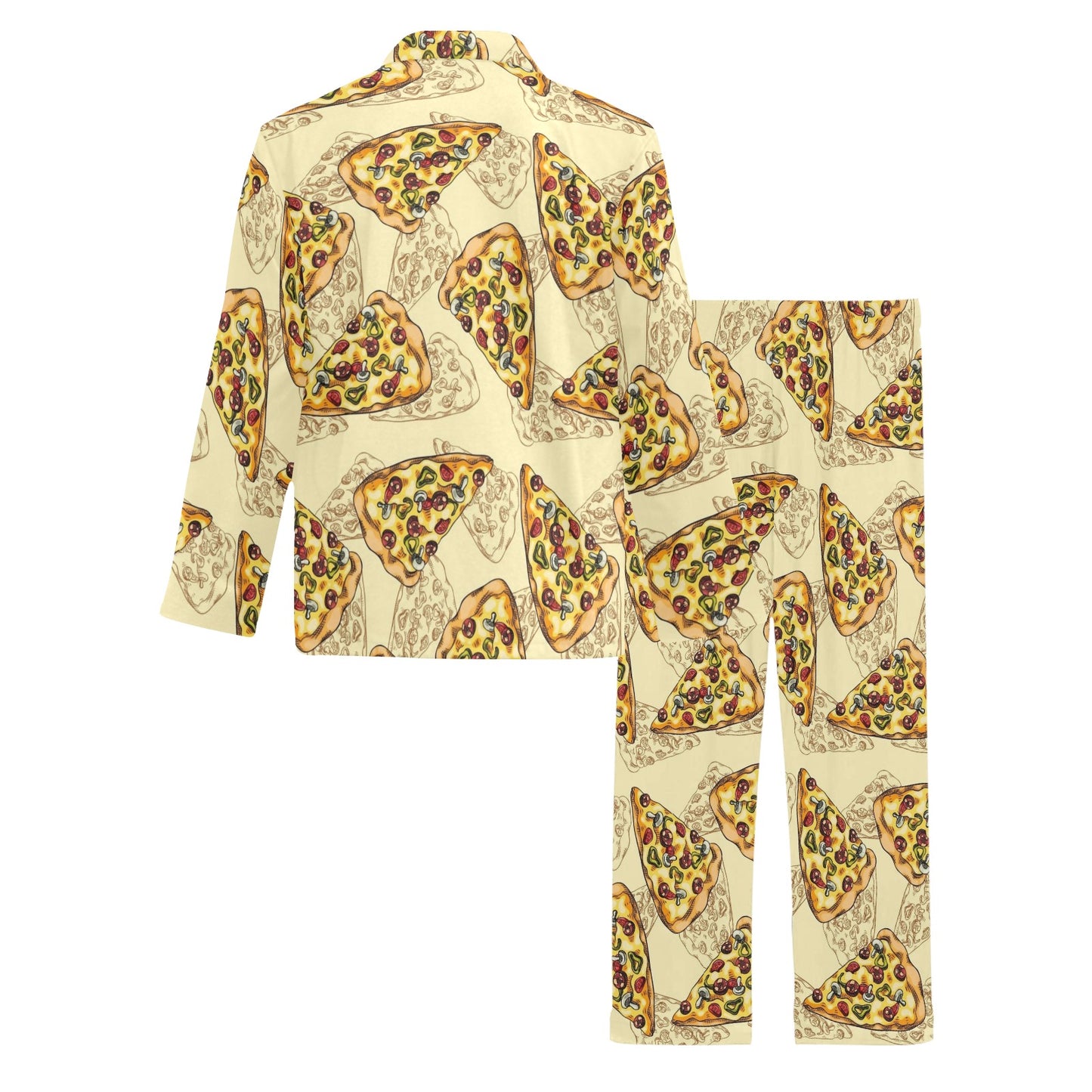 Pizza Pattern Print Design A01 Men's Long Pajama Set