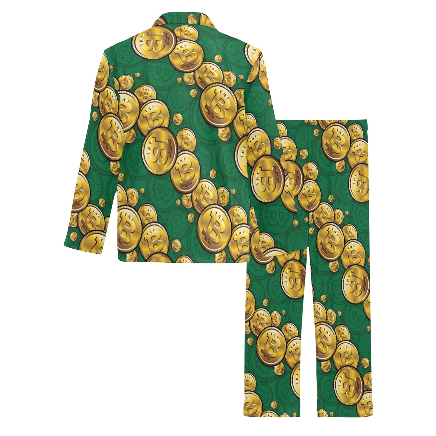 Bitcoin Pattern Print Design DO02 Men's Long Pajama Set
