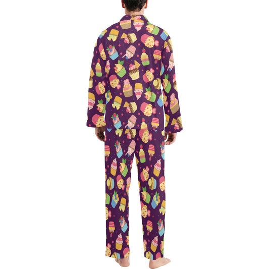 Cupcake Pattern Print Design 05 Men's Long Pajama Set