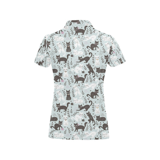 Cat Pattern Print Design 08 Women's Polo Shirt