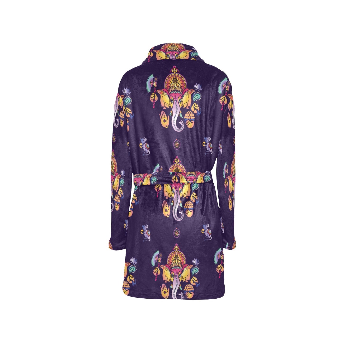 Ganesha Pattern Print Design 04 Women's Fleece Robe