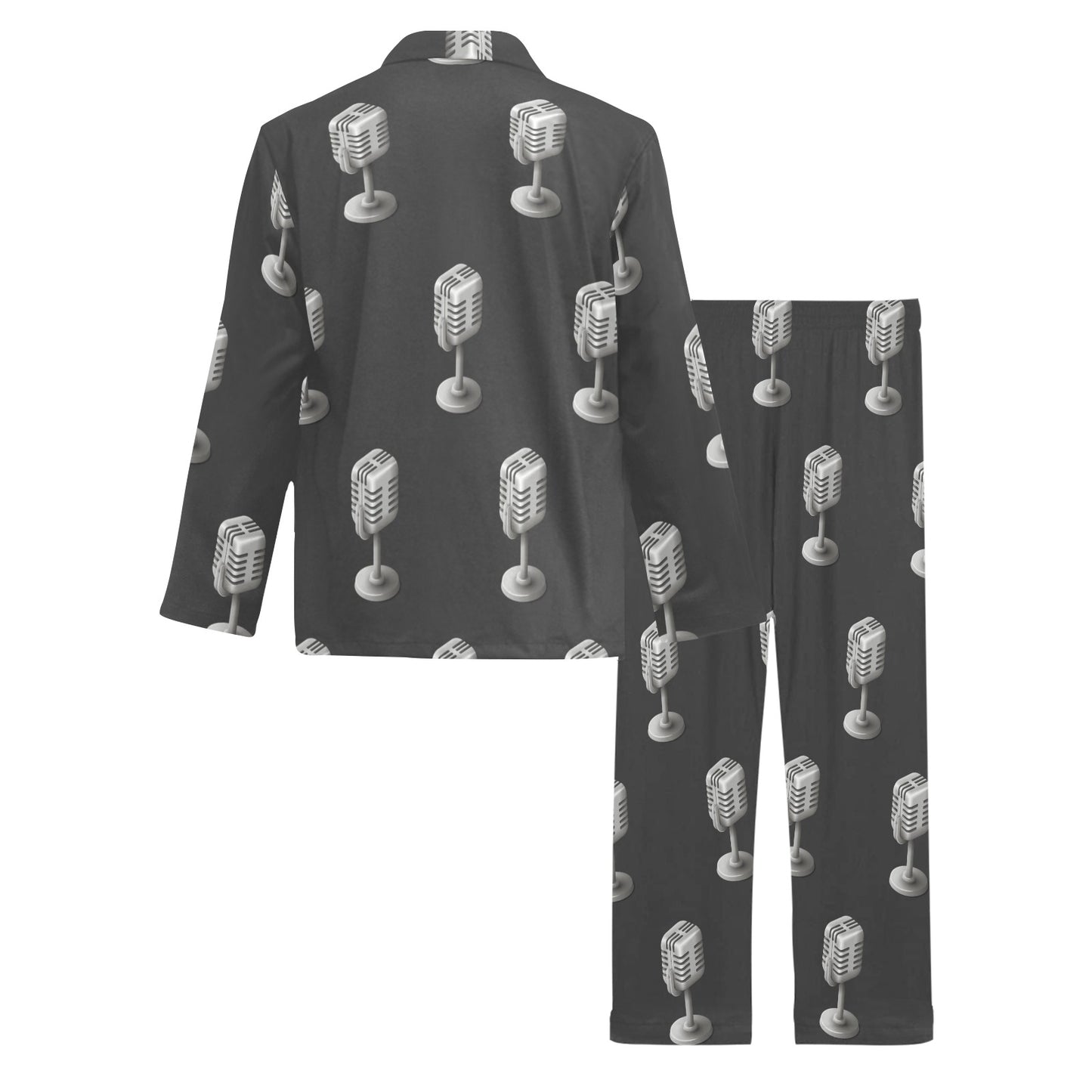 Microphone Vintage Pattern Print Design 01 Men's Long Pajama Set