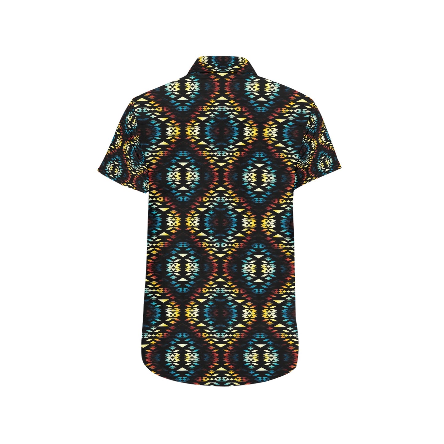 Tribal Pattern Print Design LKS309 Men Short Sleeve Button Up Shirt