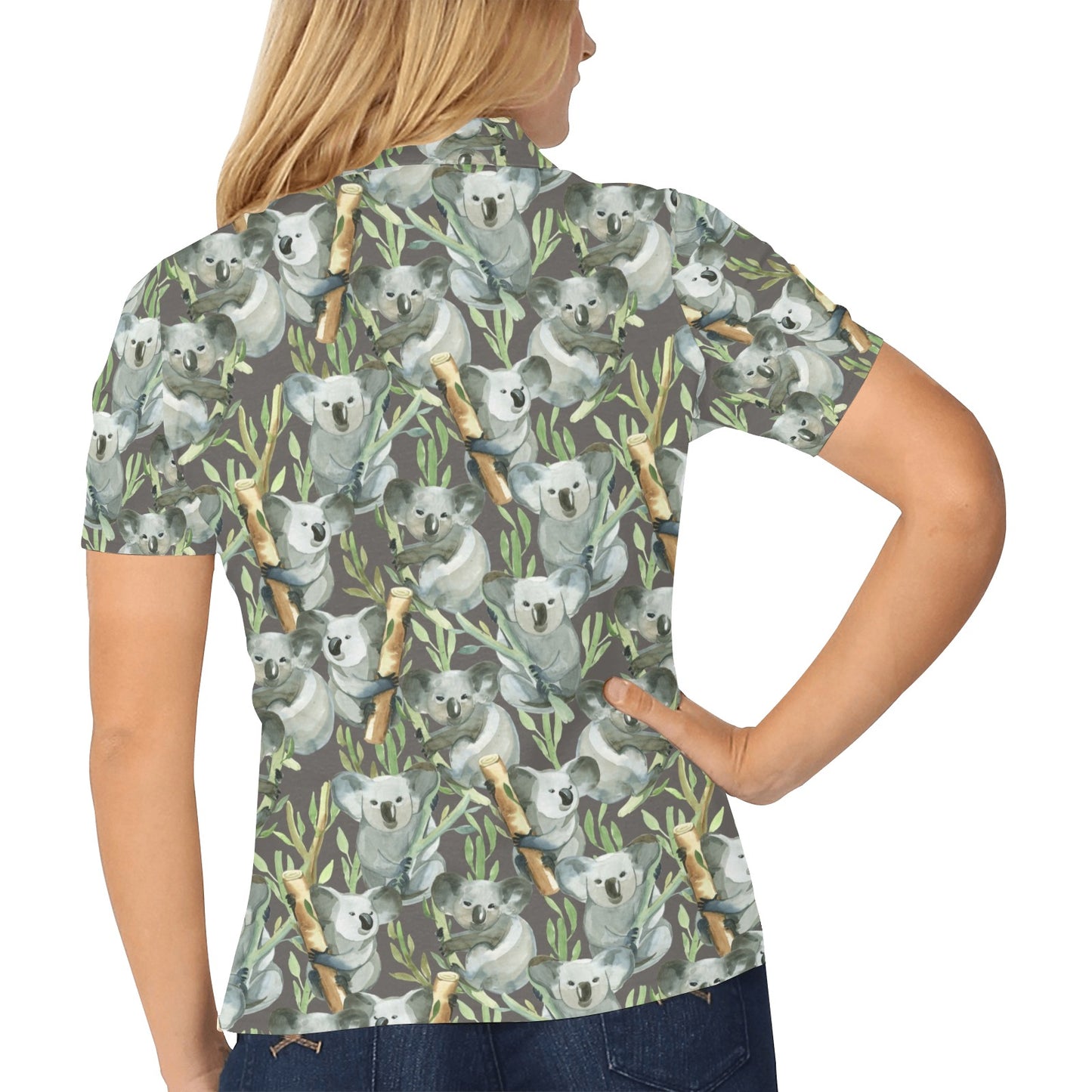 Koala Pattern Design Print Women's Polo Shirt