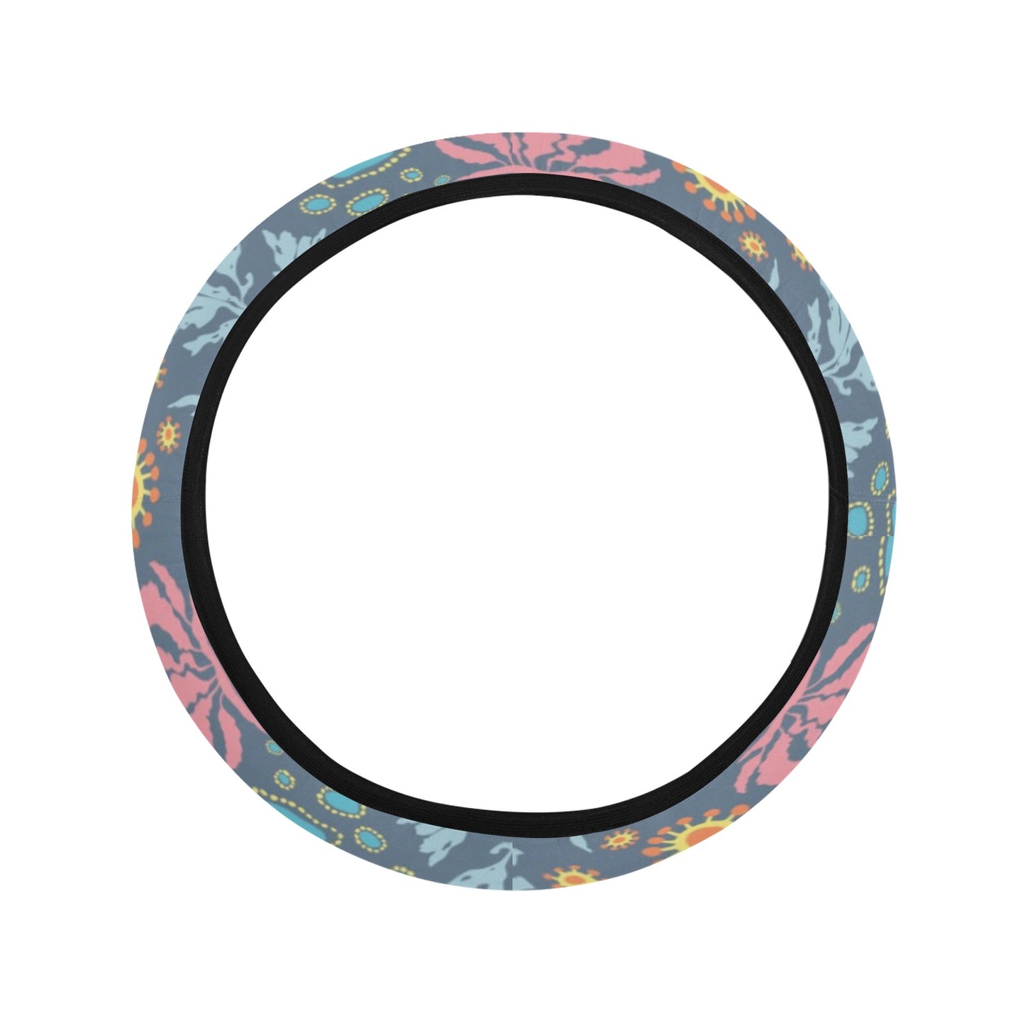 Seaweed Print Design LKS304 Steering Wheel Cover with Elastic Edge