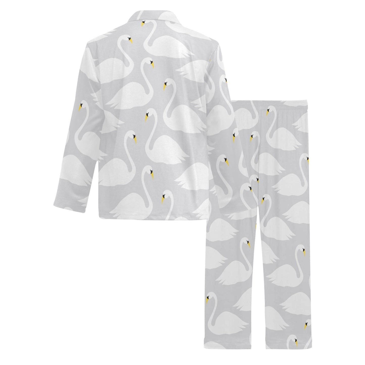Swan Pattern Print Design 02 Men's Long Pajama Set