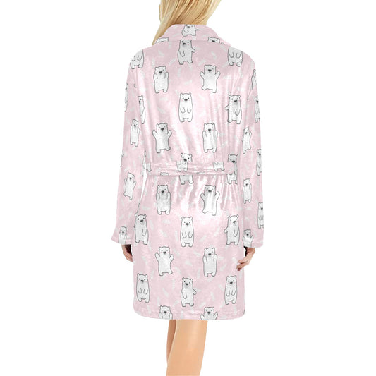 Polar Bear Pattern Print Design PB09 Women's Fleece Robe