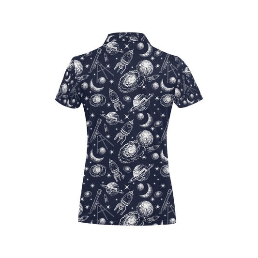 Space Rocket Print Design LKS301 Women's Polo Shirt