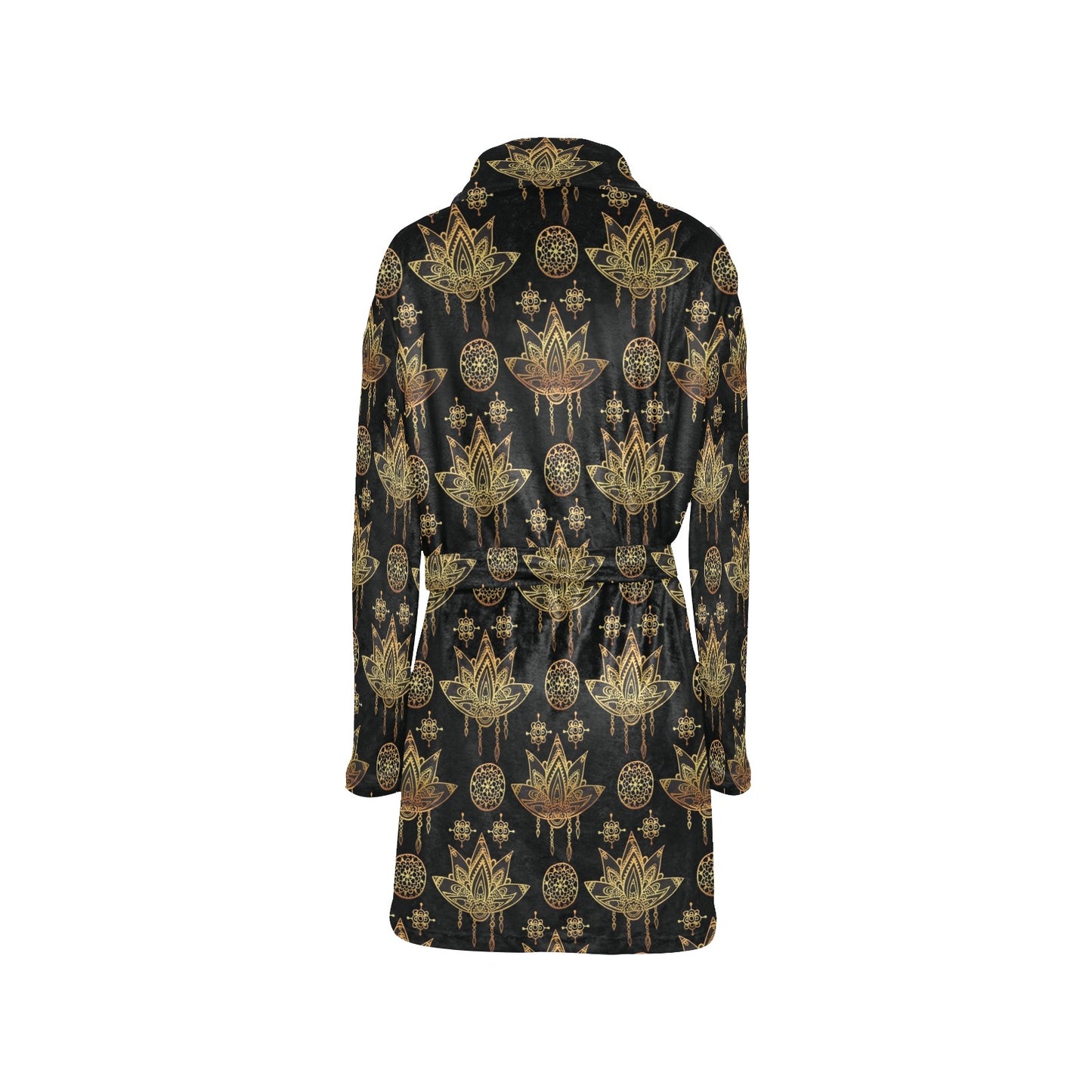 lotus Boho Pattern Print Design LO03 Women's Fleece Robe