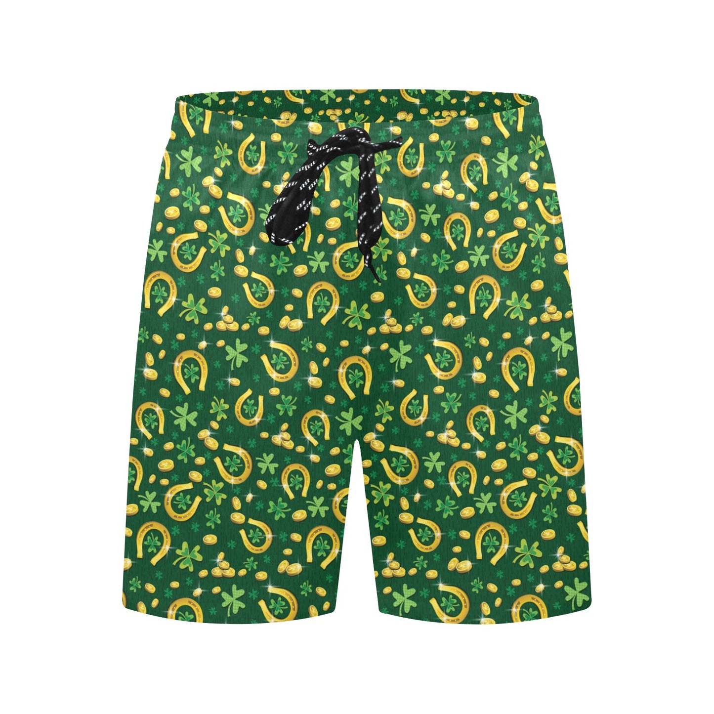 Shamrock Horse Shoes Saint Patrick's Day Print Design LKS307 Men's Swim Trunks Beach Shorts