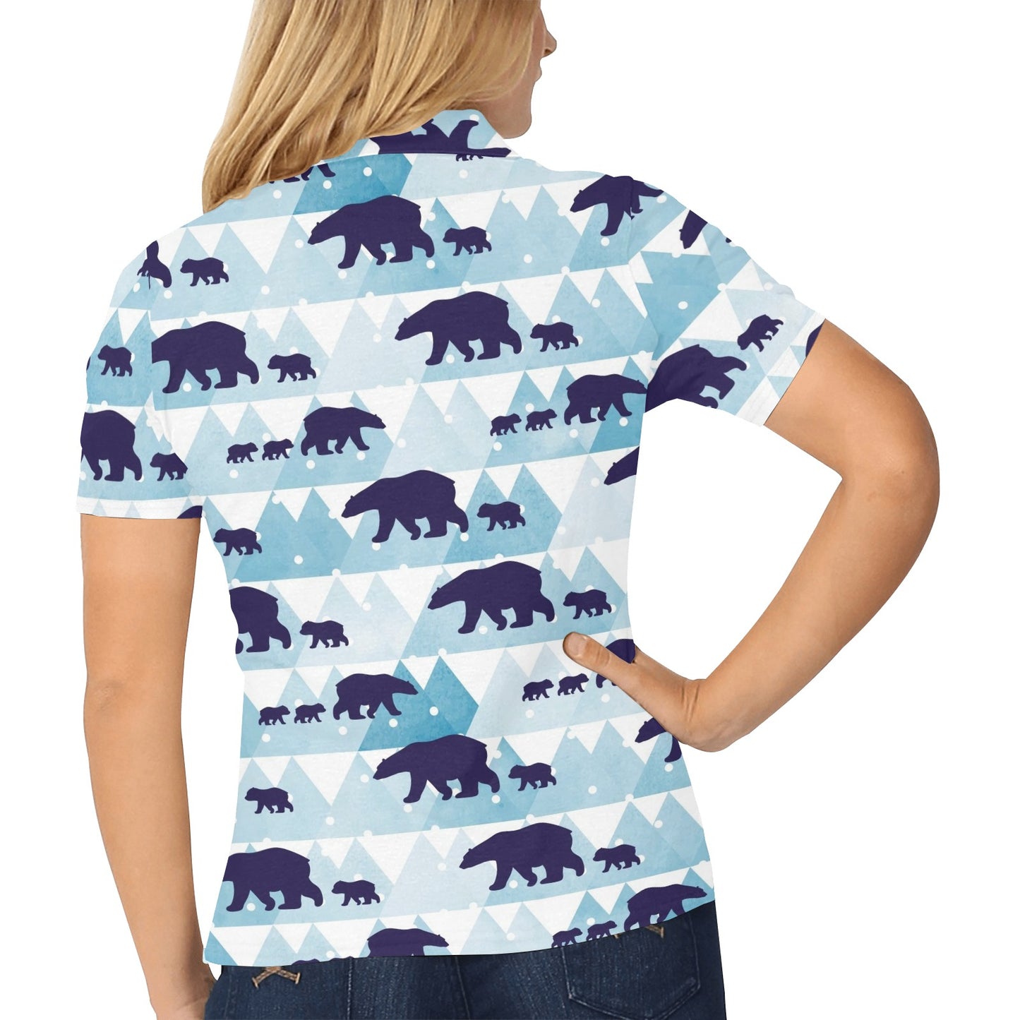 Bear Pattern Print Design BE01 Women's Polo Shirt