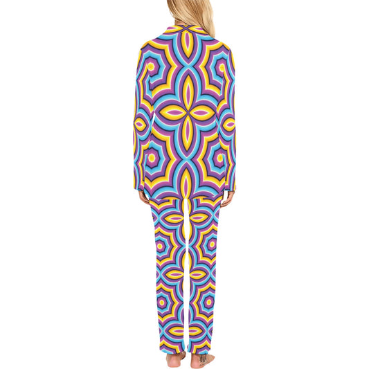 Optical illusion Pattern Print Design A03 Women's Long Pajama Set