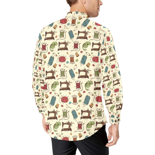 Sewing Equipment Print Design LKS303 Men's Long Sleeve Dress Shirt