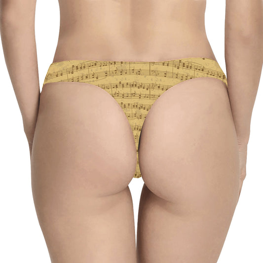 Music Note Vintage Themed Print Women's Thongs