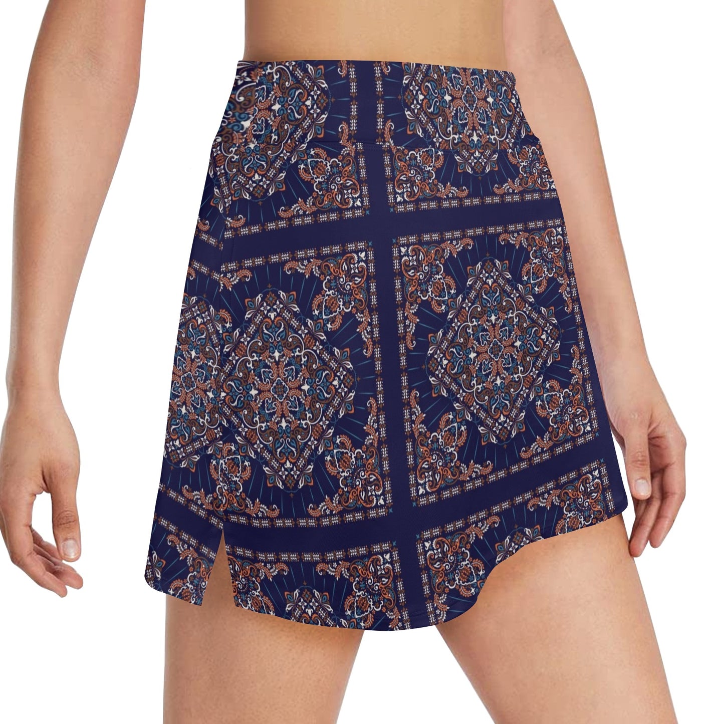 Bandana Print Design LKS3012 Women's Golf Skirt with Pocket