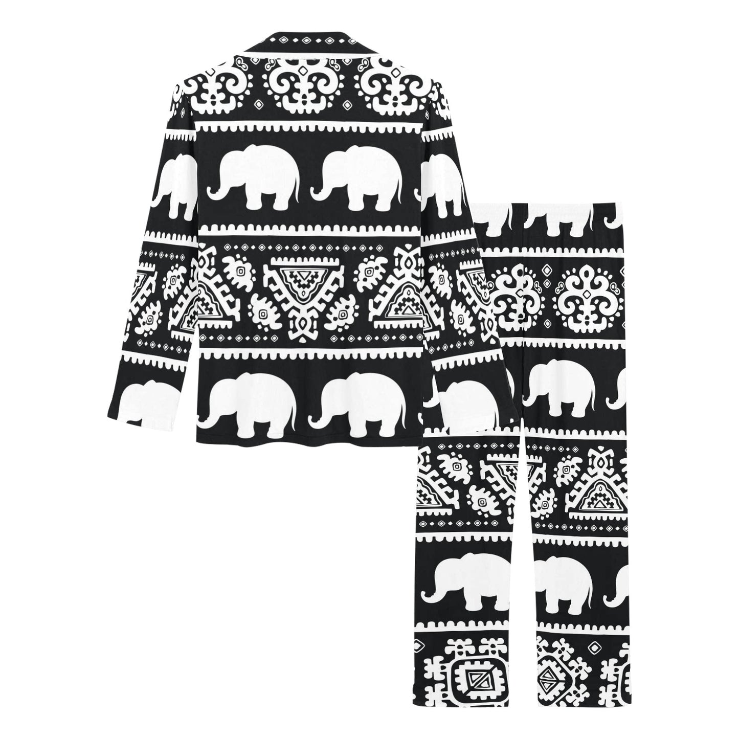 Elephant Pattern Women's Long Pajama Set