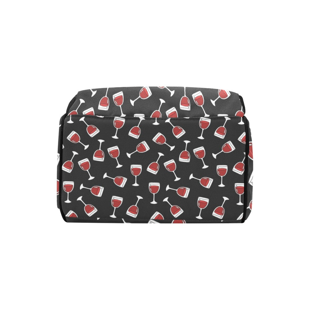 Wine Glass Print Design LKS303 Diaper Bag Backpack
