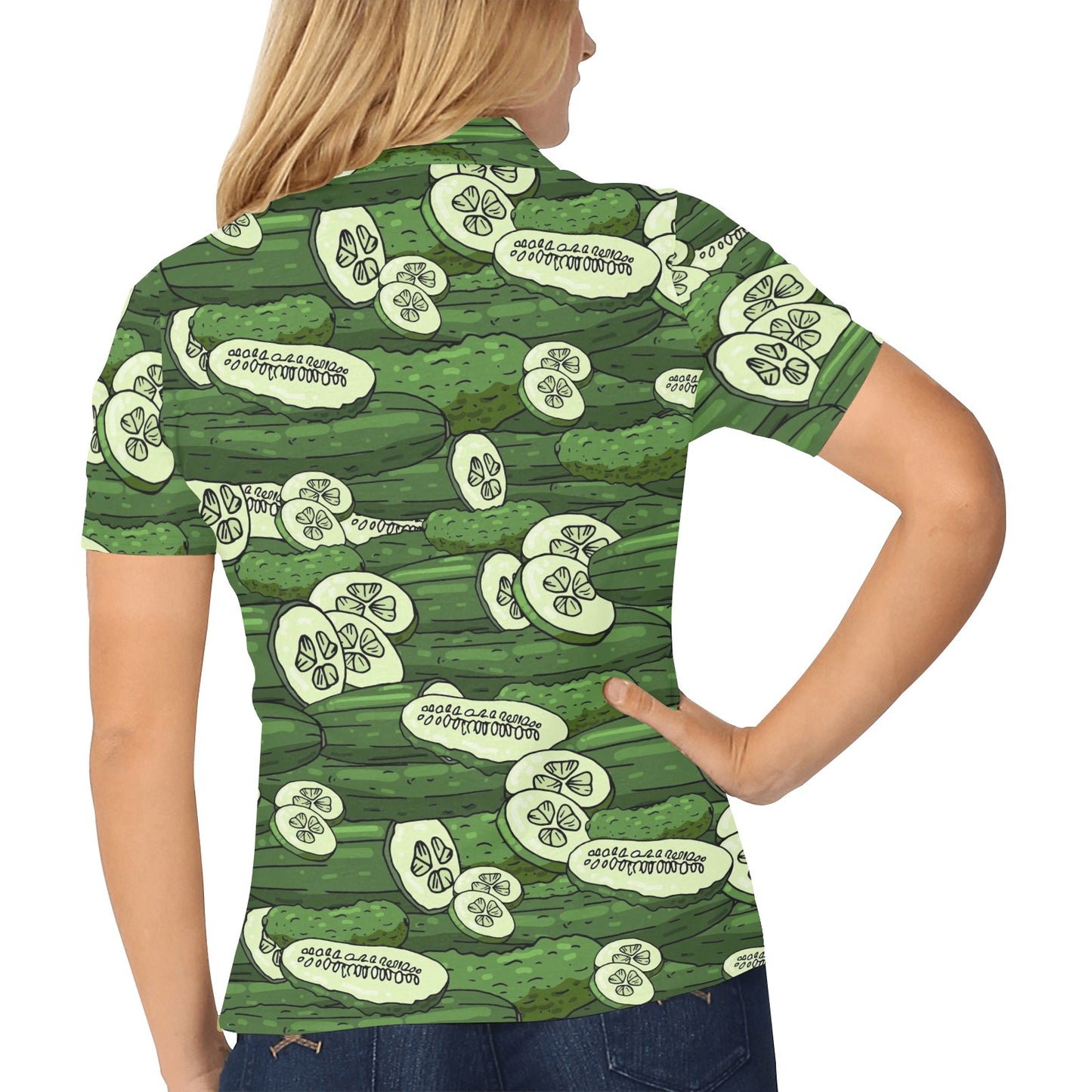 Cucumber Pattern Print Design CC01 Women's Polo Shirt