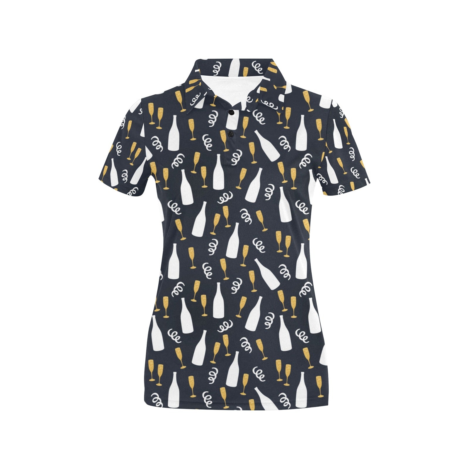 Champagne Pattern Print Design 01 Women's Polo Shirt
