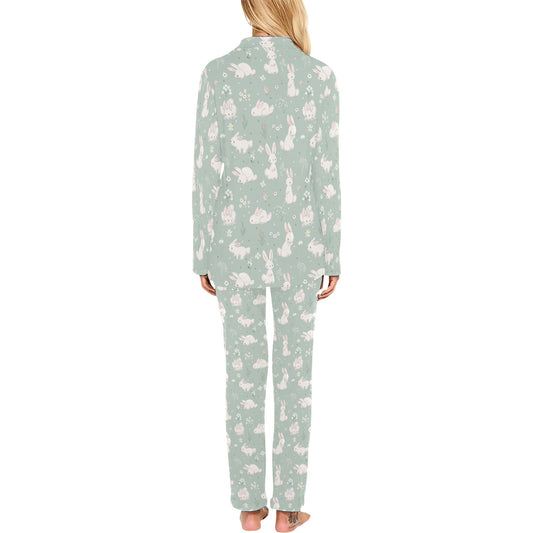 Bunny Pattern Print Design 03 Women's Long Pajama Set