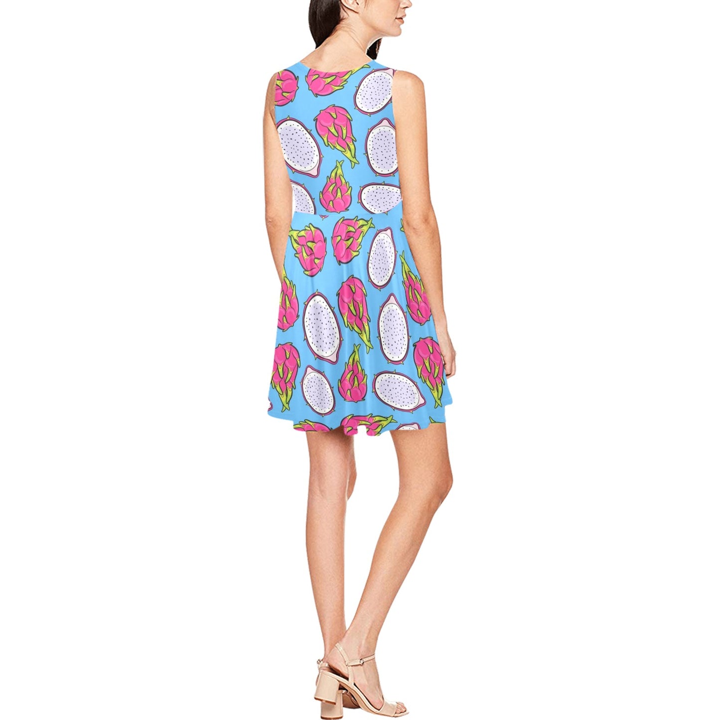 Dragonfruit Pattern Print Design DF04 Sleeveless Dress