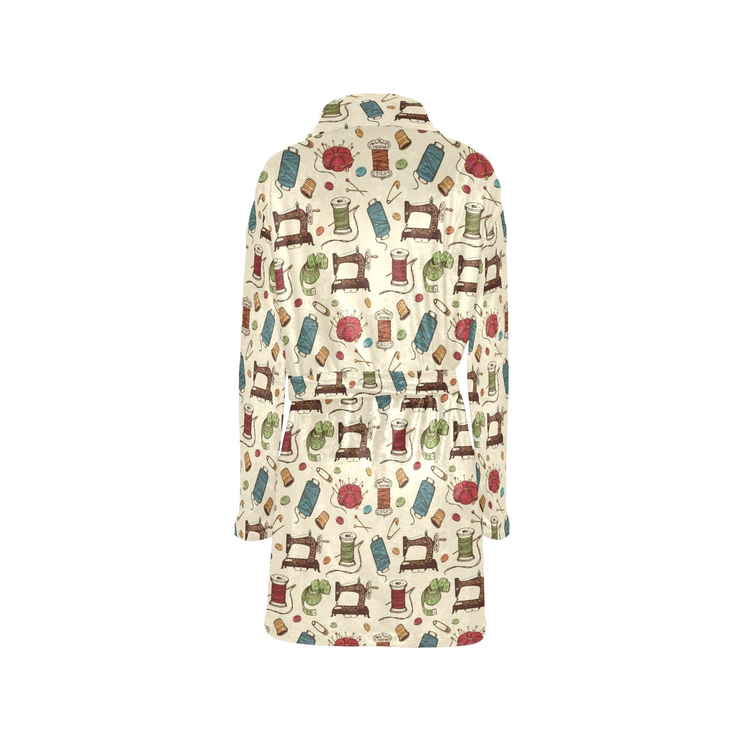Sewing Equipment Print Design LKS303 Women's Fleece Robe
