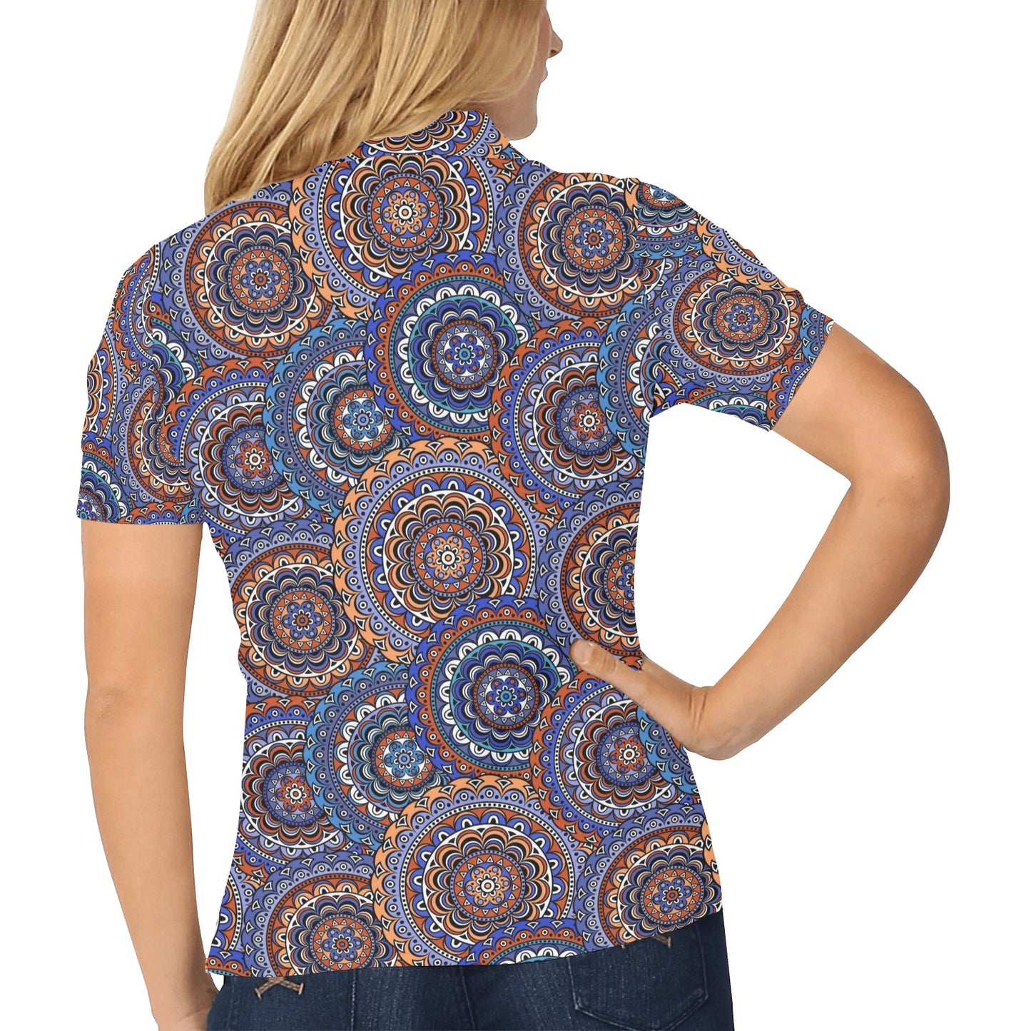 Mandala Boho Chic Design Print Women's Polo Shirt
