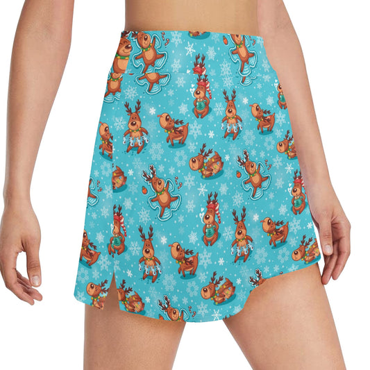 Reindeer Print Design LKS402 17" Golf & Pickleball Skort with Pockets