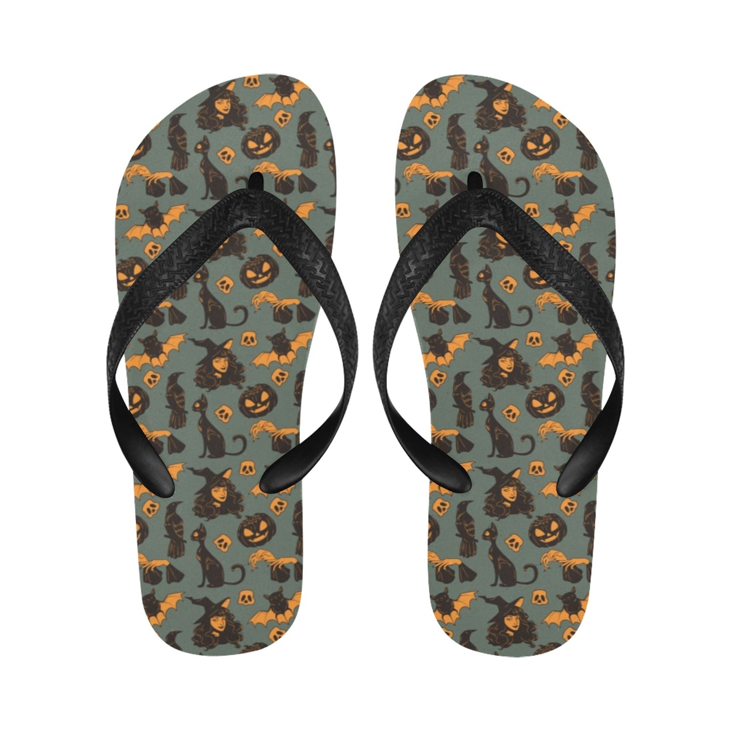 Witch Bat Halloween Print Design LKS305 Flip Flops