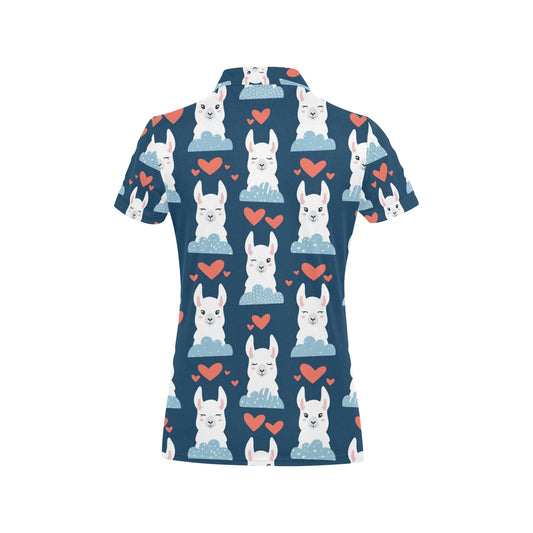 Alpaca Love Pattern Print Design 05 Women's Polo Shirt