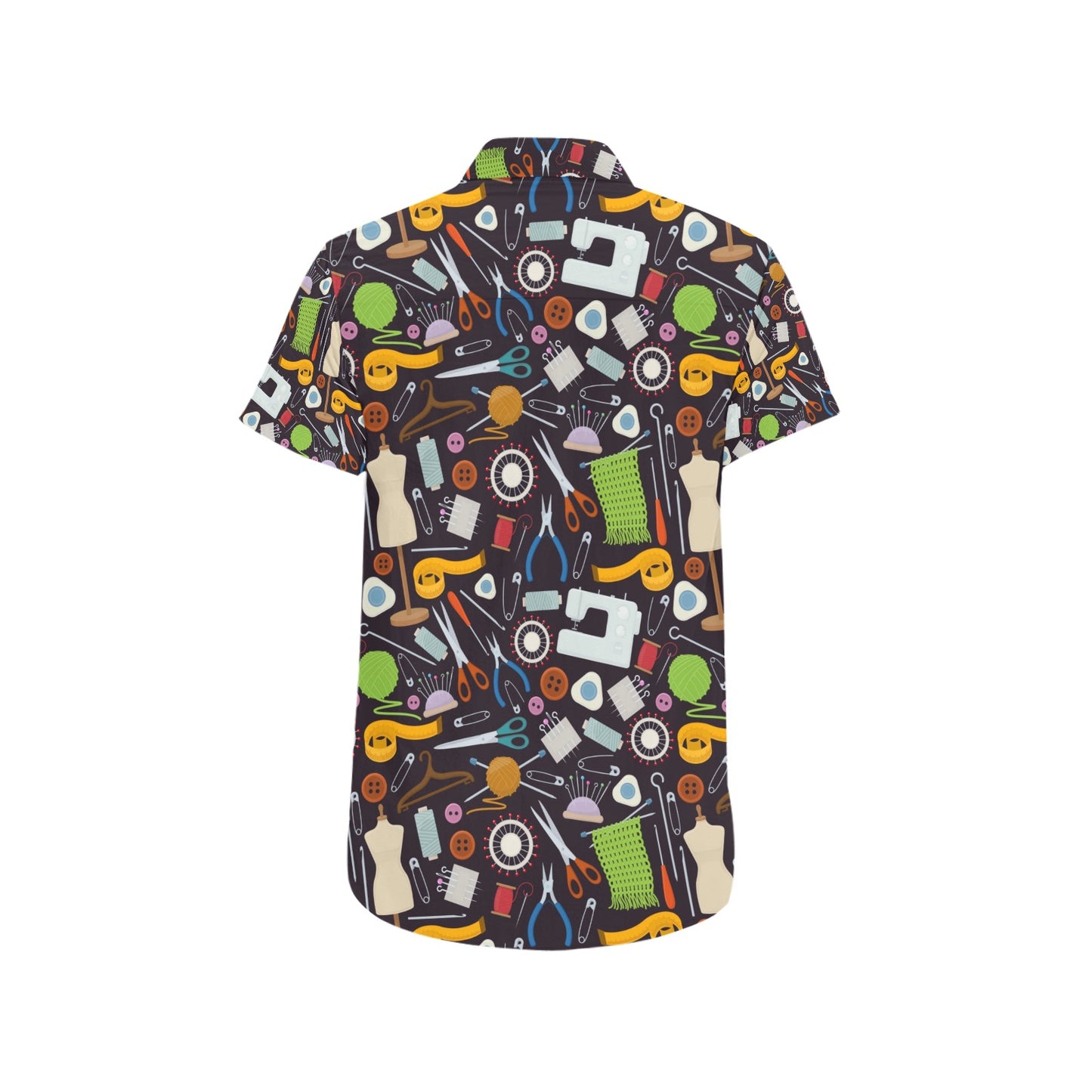 Sewing Equipment Print Design LKS308 Men Short Sleeve Button Up Shirt