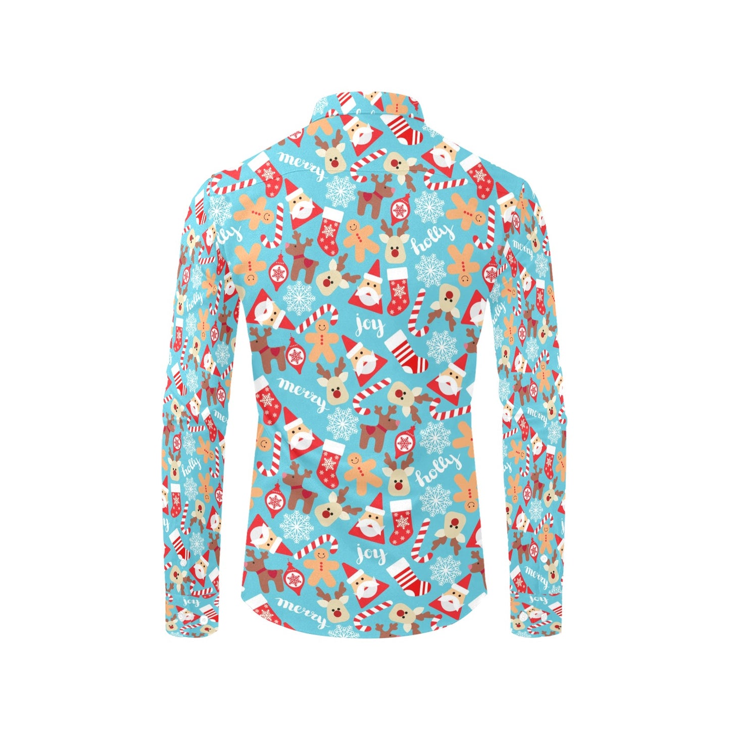 Santa Christmas Themed Print Design LKS306 Men's Long Sleeve Dress Shirt
