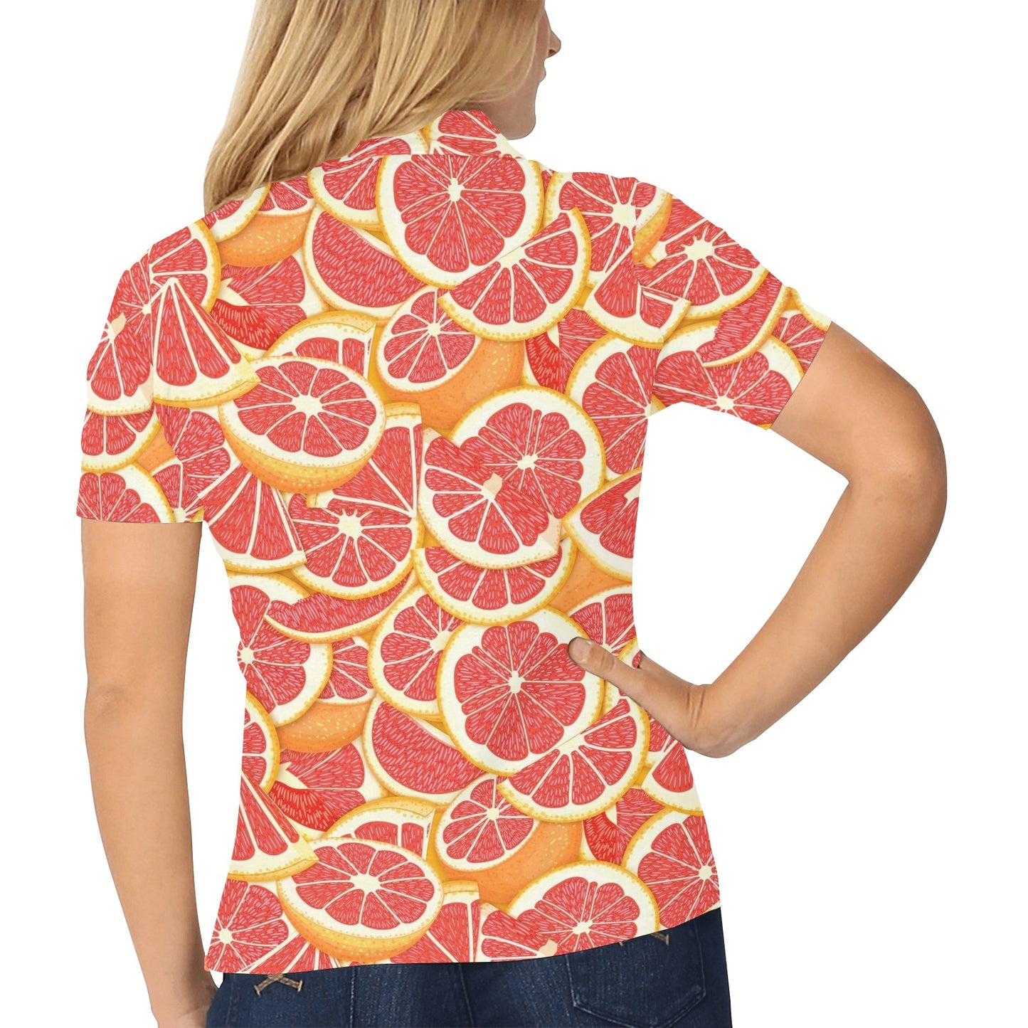 Grapefruit Pattern Print Design GF02 Women's Polo Shirt