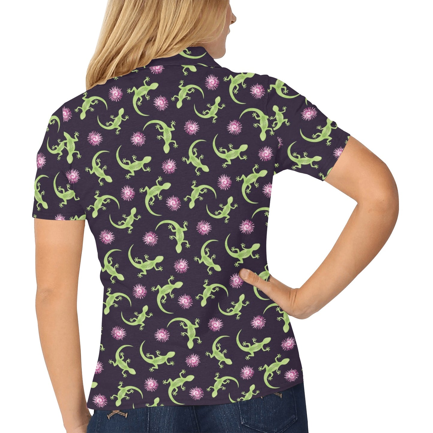 lizard Print Design LKS402 Women's Polo Shirt