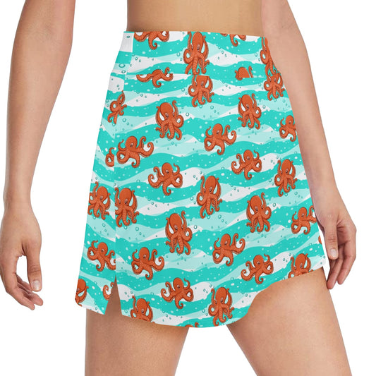 Octopus Cute Design Print Themed 17" Golf & Pickleball Skort with Pockets