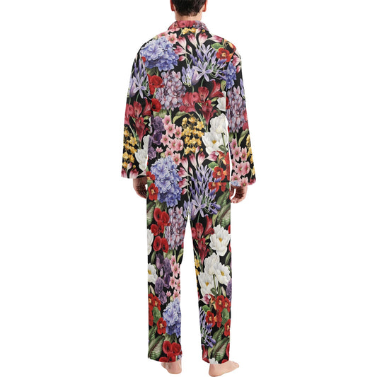 Summer Floral Pattern Print Design SF04 Men's Long Pajama Set