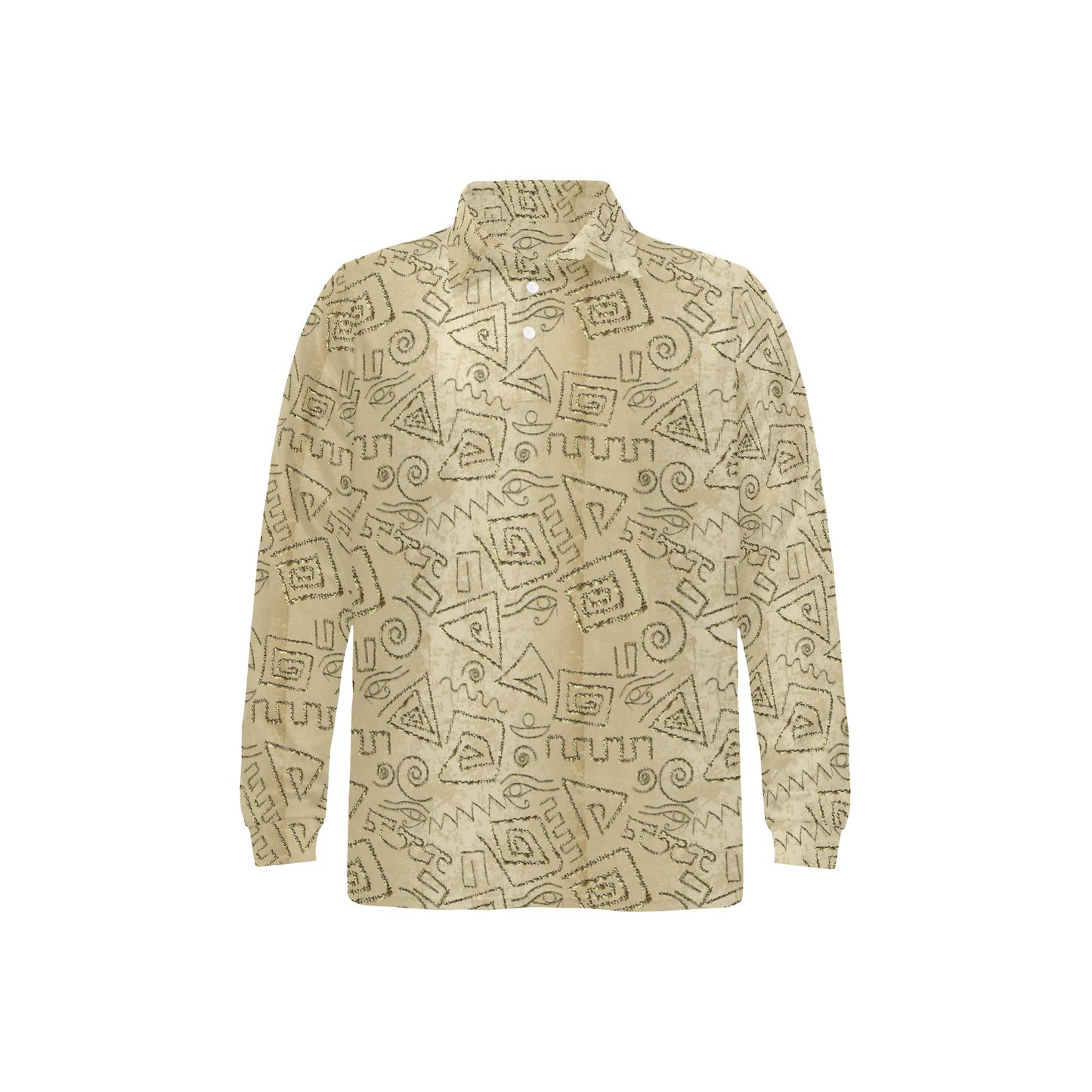 Ancient Greek Print Design LKS3013 Long Sleeve Polo Shirt For Men's