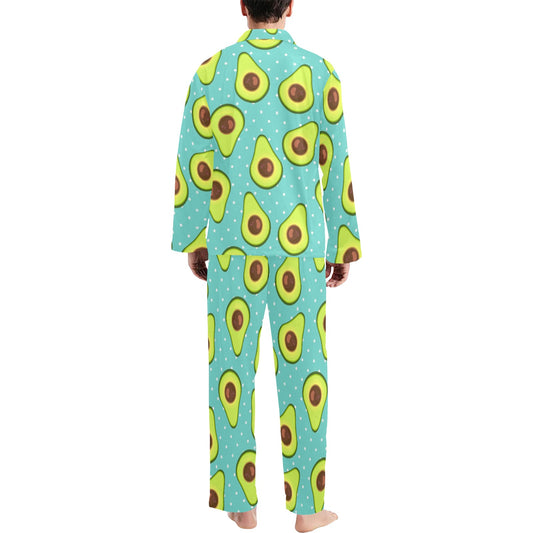 Avocado Pattern Print Design AC012 Men's Long Pajama Set
