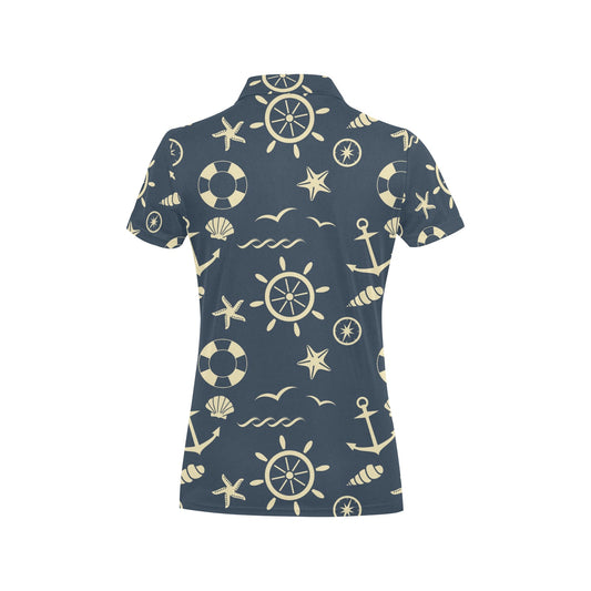 Nautical Pattern Print Design A01 Women's Polo Shirt