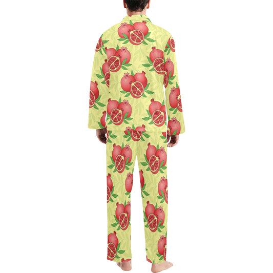 Pomegranate Pattern Print Design PG07 Men's Long Pajama Set