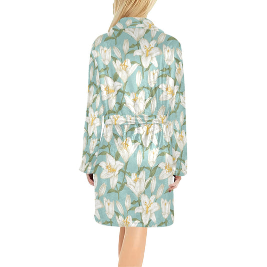 Lily Pattern Print Design LY09 Women's Fleece Robe