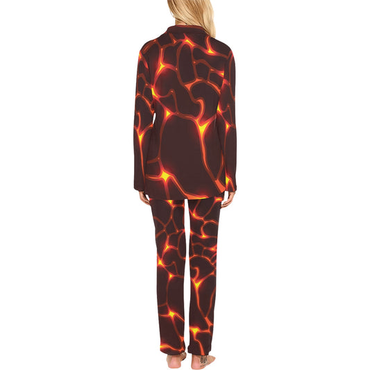 Lava Pattern Print Design 02 Women's Long Pajama Set