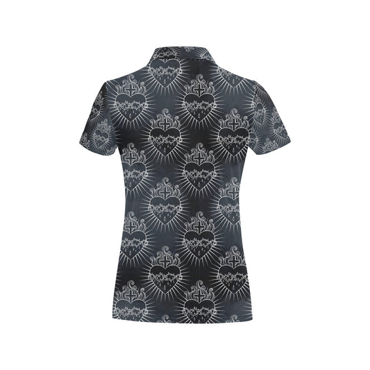Christian Heart Tattoo Style Women's Polo Shirt